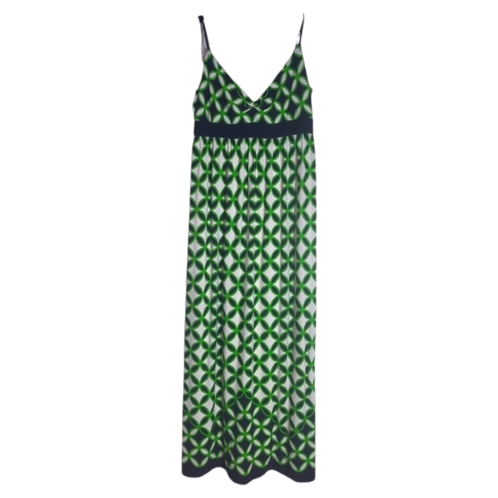 London Times Green Geometric Empire Waist Sleeveless Maxi Dress - Size 6